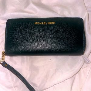 Michael Kors dark green wallet/wristlet